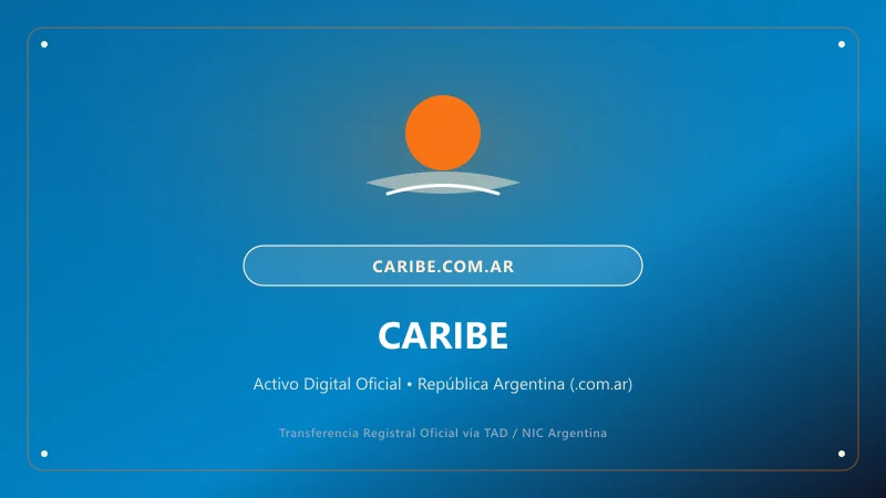 Identidad visual y presentación comercial del nombre de dominio caribe.com.ar en venta